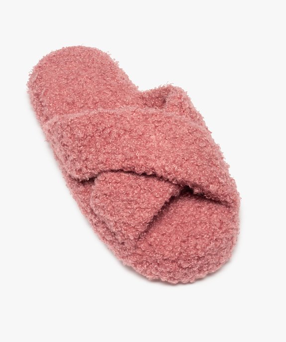 Chaussons femme mules ouvertes en maille bouclette vue5 - GEMO(HOMWR FEM) - GEMO