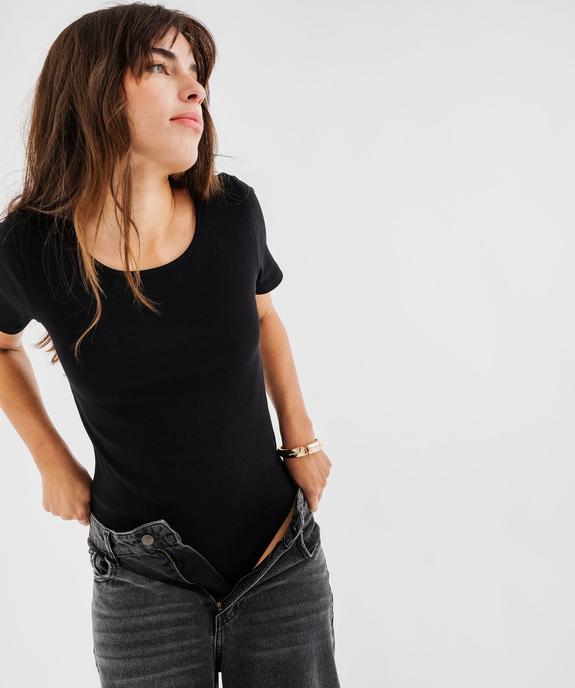 Body à manches courtes en maille côtelée femme vue4 - GEMO 4G FEMME - GEMO