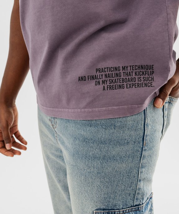 Tee-shirt manches courtes coloris délavé avec inscriptions homme vue4 - GEMO (HOMME) - GEMO