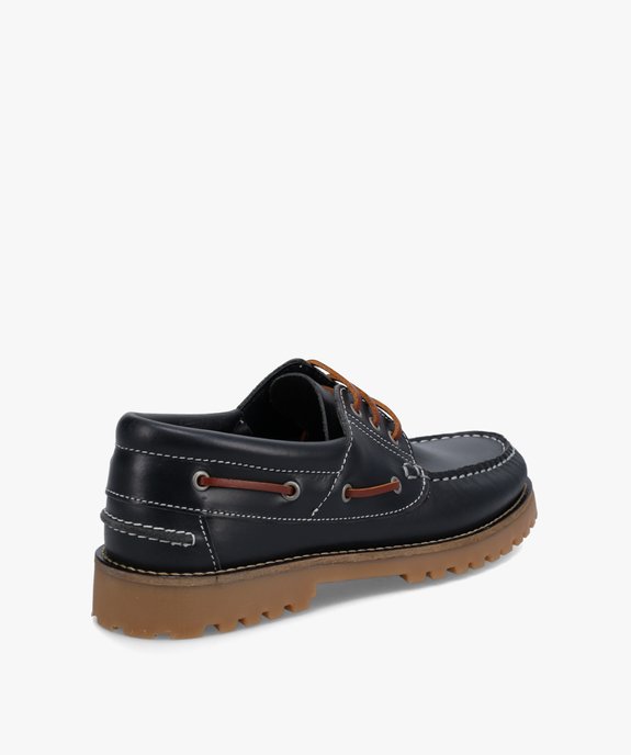 Chaussures bateau homme dessus cuir uni - Tanéo vue4 - TANEO - GEMO