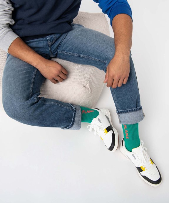 Baskets homme à détails colorés fermeture lacets vue1 - GEMO (SPORTSWR) - GEMO