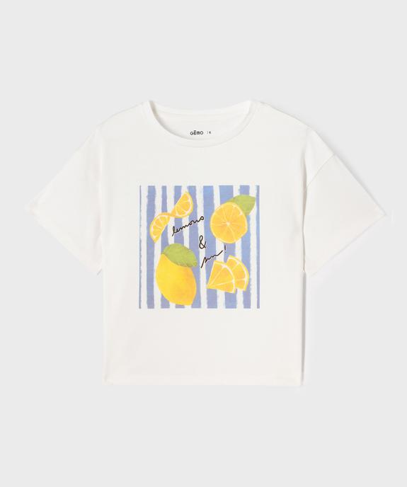 Tee-shirt manches courtes coupe courte imprimé fille vue2 - GEMO (ENFANT) - GEMO