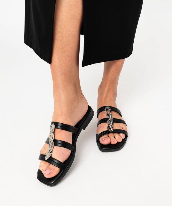 Mules femme à talon plat à brides et bijoux fantaisie vue1 - GEMO (CASUAL) - GEMO