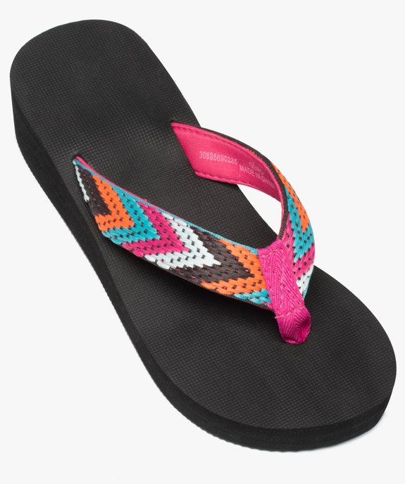 Tongs femme compensées à brides multicolores vue5 - GEMO (PLAGE) - GEMO