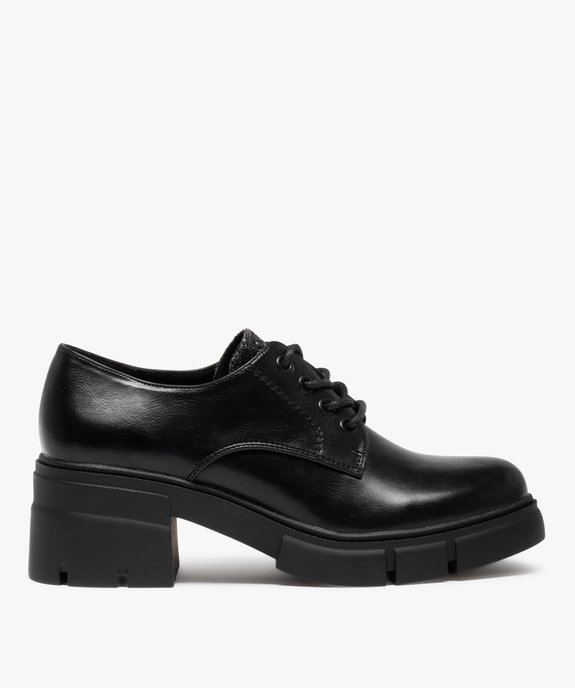 Derbies femme unis à talon carré et semelle crantée vue1 - GEMO(URBAIN) - GEMO