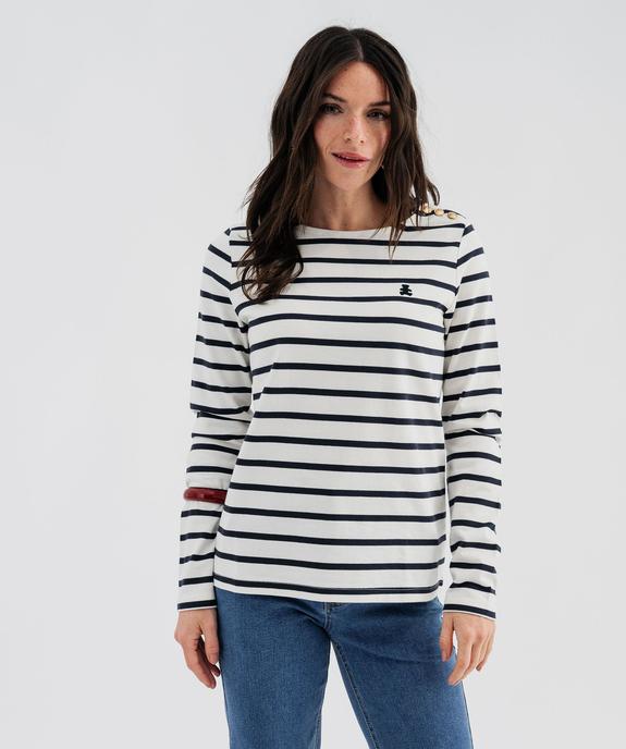 Tee-shirt manches longues rayé marinière femme - LuluCastagnette vue5 - LULU CASTAGNETTE GEMO FOR GOOD - GEMO