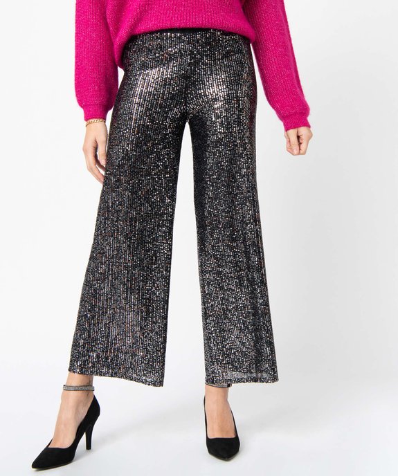 Pantalon femme coupe ample avec sequins brodés vue1 - GEMO(FEMME PAP) - GEMO