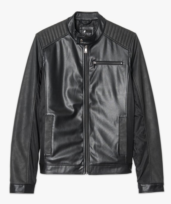Blouson en simili cuir et toile vue4 - GEMO (HOMME) - GEMO
