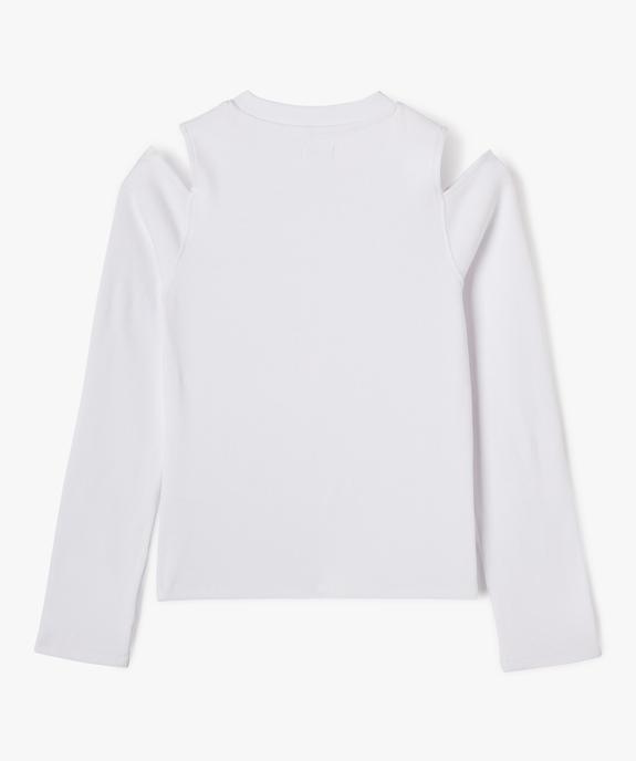 Tee-shirt manches longues avec épaules dénudées fille vue3 - GEMO (JUNIOR) - GEMO