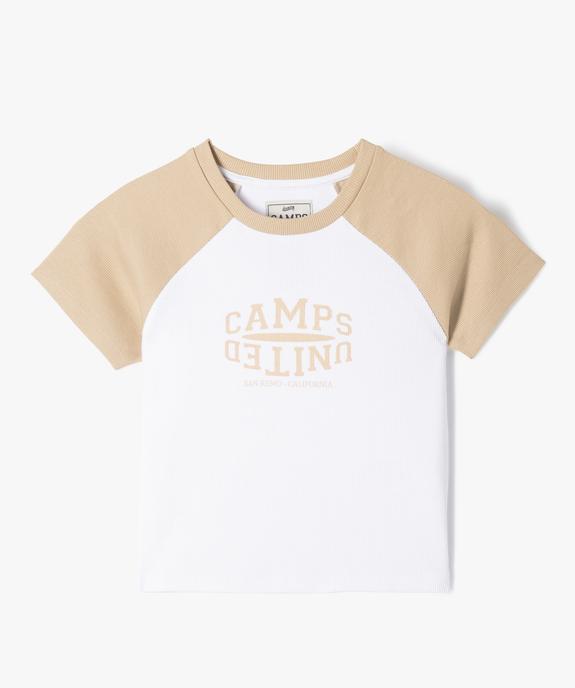 Tee-shirt manches courtes en maille côtelée coupe courte fille - Camps United vue1 - CAMPS - GEMO