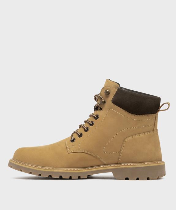 Boots dessus cuir avec semelle crantée homme - Tanéo vue3 - TANEO - GEMO