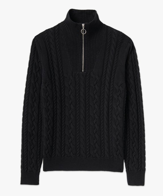 Pull homme en maille torsadée et col camionneur vue4 - GEMO (HOMME) - GEMO