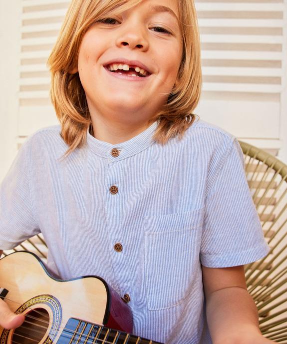 Chemise garçon rayée à manches courtes et col mao vue1 - GEMO (ENFANT) - GEMO