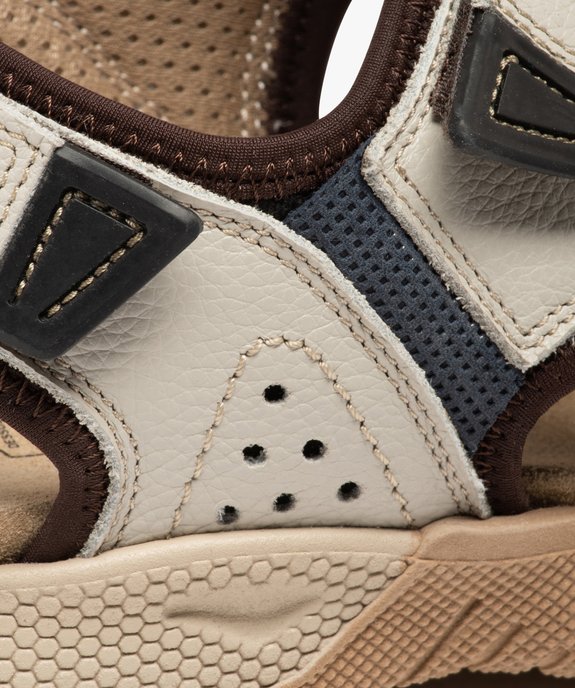 Sandales sport homme à brides scratch en cuir vue6 - GEMO (CASUAL) - GEMO