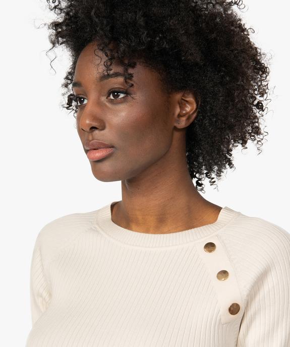 Pull femme à manches courtes en maille côtelée vue2 - GEMO(FEMME PAP) - GEMO