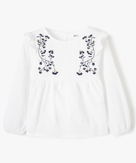 Blouse fille à manches longues broderies et volants vue1 - GEMO (ENFANT) - GEMO