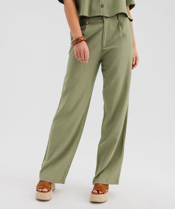 Pantalon large en viscose et lin femme vue1 - GEMO 4G FEMME - GEMO