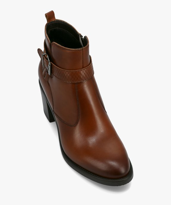 Boots femme à talon dessus cuir et bride fantaisie - Tanéo vue5 - TANEO - GEMO