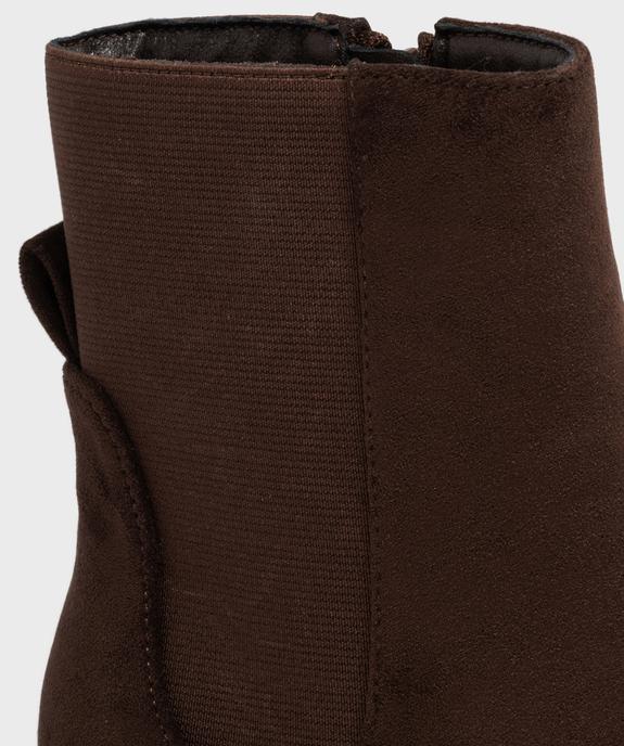 Boots fourrées à talon fin et tige en suédine femme vue6 - SANS MARQUE - GEMO