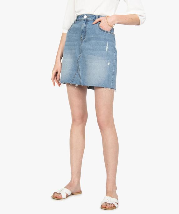 Jupe femme en jean avec marques d’usure vue1 - GEMO(FEMME PAP) - GEMO