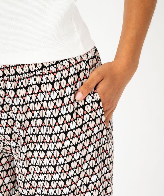 Bas de pyjama large en viscose imprimée femme vue2 - GEMO 4G FEMME - GEMO