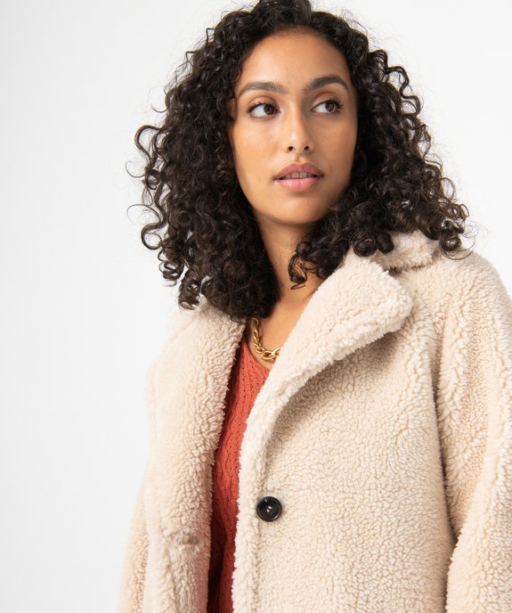 Manteau femme en sherpa fermeture boutons vue3 - GEMO(FEMME PAP) - GEMO