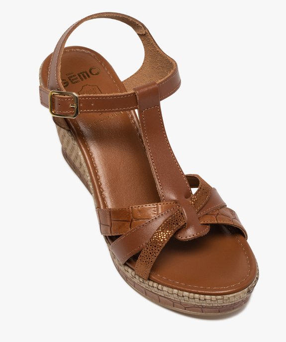 Sandales femme unies à talon compensé et brides croisées vue5 - GEMO(URBAIN) - GEMO