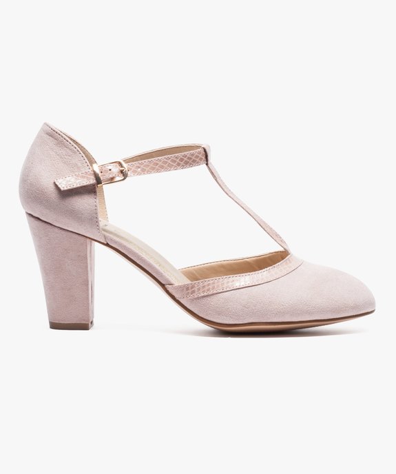 Escarpins femme à talon dessus en suédine et bride vernie style Salomé vue1 - VALENTINA BALDA - GEMO