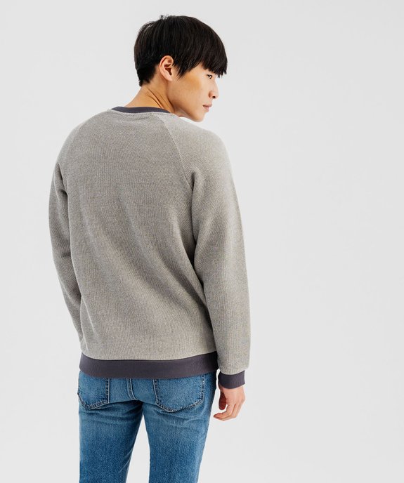 Pull à col rond avec message brodé homme vue3 - GEMO (HOMME) - GEMO