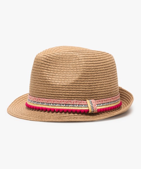 Chapeau fille à ruban multicolore et pompons vue1 - GEMO (ACCESS) - GEMO