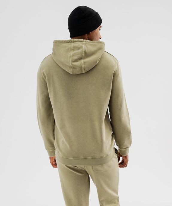 Sweat à capuche coloris délavé intérieur bouclette homme vue3 - GEMO (HOMME) - GEMO