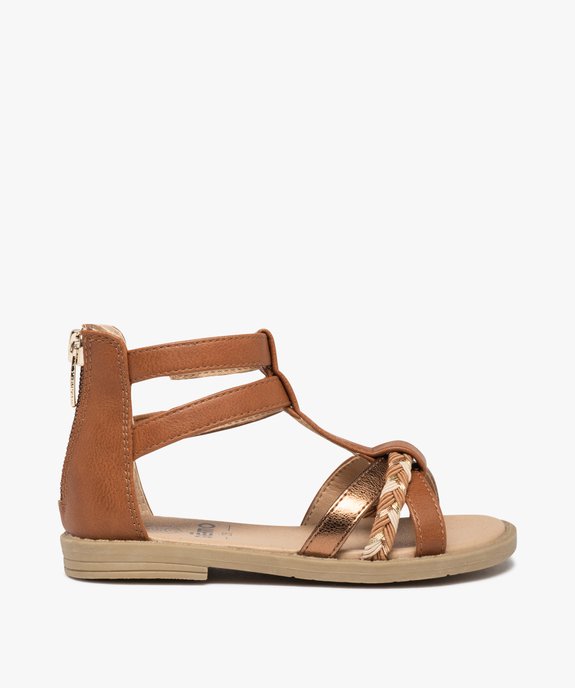 Sandales fille zippées à tige montante et brides métallisées vue1 - GEMO (ENFANT) - GEMO