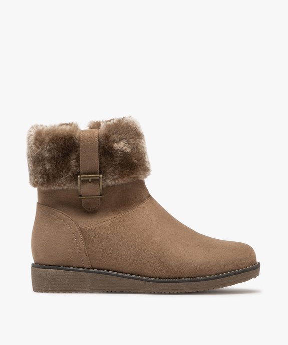 Boots fourrées femme à talon plat unies à col peluche vue1 - G'FLEX - GEMO