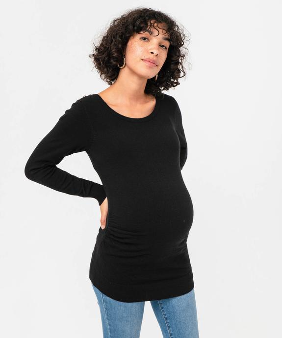 Pull à col rond spécial grossesse avec boutons fantaisie vue1 - GEMO (MATER) - GEMO