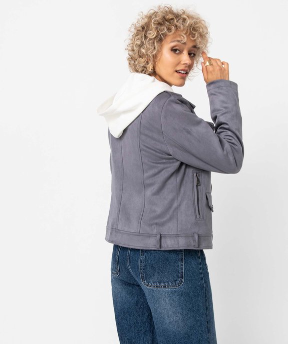 Blouson esprit motard en suédine femme vue3 - GEMO(FEMME PAP) - GEMO