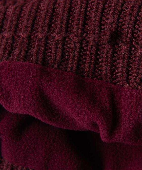 Bonnet en maille fantaisie doublé polaire homme vue2 - GEMO 4G HOMME - GEMO