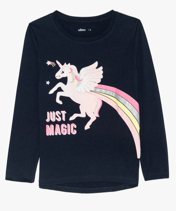 Tee-shirt fille à manches longues avec motif licorne ailée vue1 - GEMO (ENFANT) - GEMO
