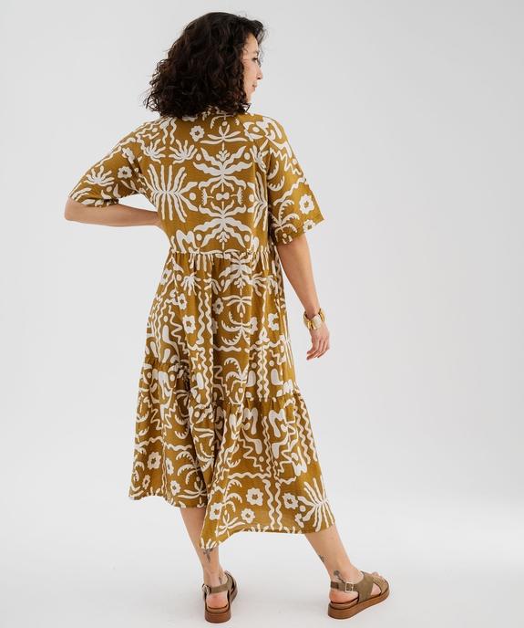 Robe longue et fluide à manches courtes imprimée femme vue3 - GEMO 4G FEMME - GEMO