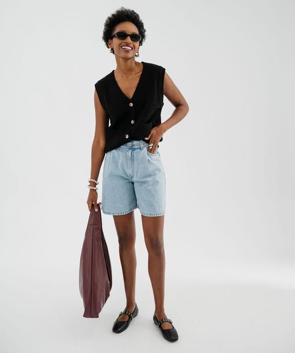 Gilet sans manches en laine à poches et gros boutons femme vue4 - GEMO(FEMME PAP) - GEMO