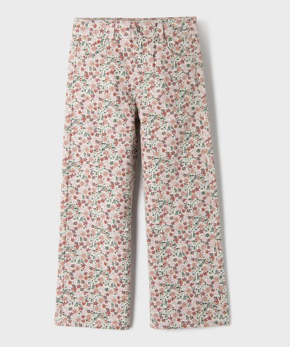 Jean straight à motifs fleuris avec taille ajustable fille vue1 - GEMO 4G FILLE - GEMO