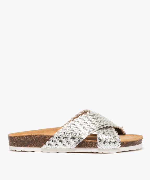 Mules femme plates à brides tressées métallisées vue1 - GEMO (CASUAL) - GEMO