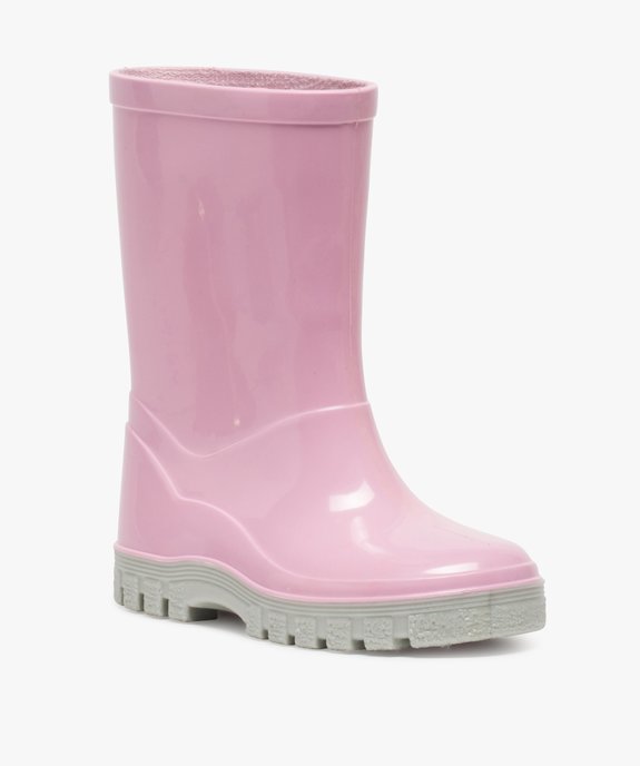 Bottes de pluie fille unies à semelle crantée contrastante vue2 - GEMO (ENFANT) - GEMO
