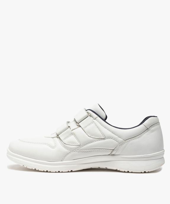 Baskets homme confort unies en cuir fermeture scratch vue3 - ZEN AIR - GEMO