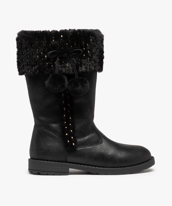 Bottes fourrées fille unies détails à pois brillants vue1 - GEMO (ENFANT) - GEMO