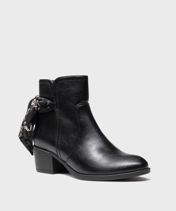 Boots à talon cubain et foulard noué femme vue2 - EMILIA ROSA - GEMO