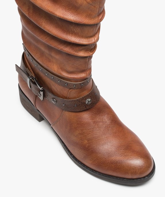 Bottes femme forme cavalière avec tige plissée et brides à la cheville vue5 - GEMO (CASUAL) - GEMO