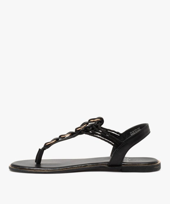 Sandales femme à talon plat et entre-doigts détails métal vue3 - GEMO (CASUAL) - GEMO