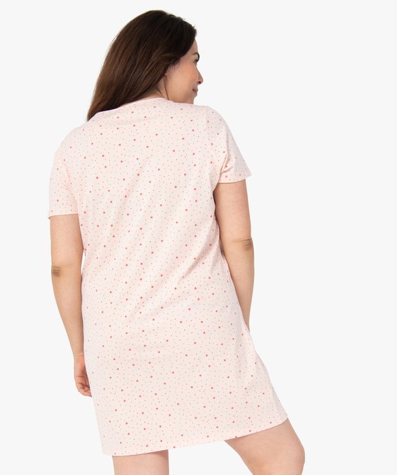 Chemise de nuit à manches courtes avec motifs femme grande taille vue3 - GEMO 4G FEMME - GEMO