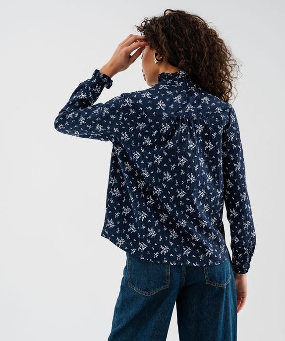 Chemise manches longues fleurie à col victorien femme vue3 - GEMO(FEMME PAP) - GEMO