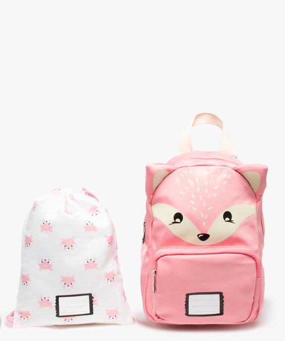 Sac à dos maternelle fille imprimé renard avec pochette assortie vue1 - GEMO (ENFANT) - GEMO